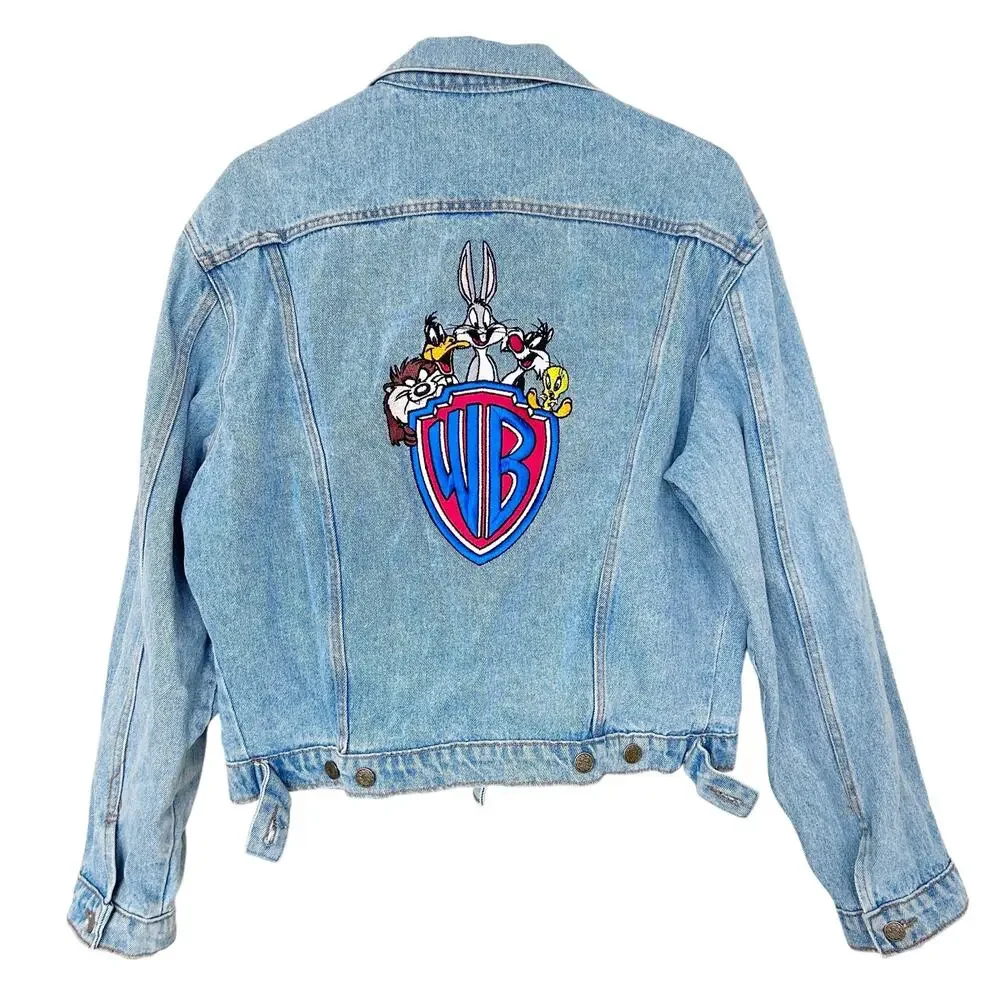 Vintage Acme Clothing Warner Brothers Embroidered Jean Jacket Sz M